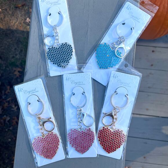 KEYCHAIN: Buyer Chooses ONE: Heart Colorful Rhinestone Charm - Picture 7 of 7